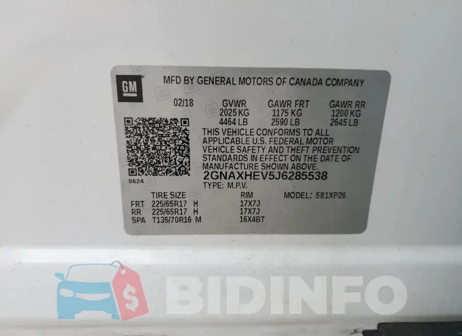 2GNAXHEV5J6285538 Photo# 13