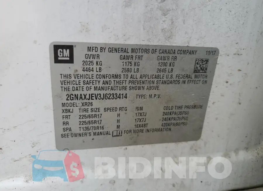 2GNAXJEV3J6233414 Photo# 12