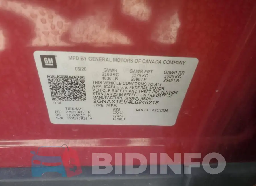2GNAXTEV4L6246218 Photo# 13