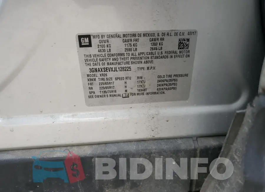 3GNAXSEVXJL128225 Photo# 13