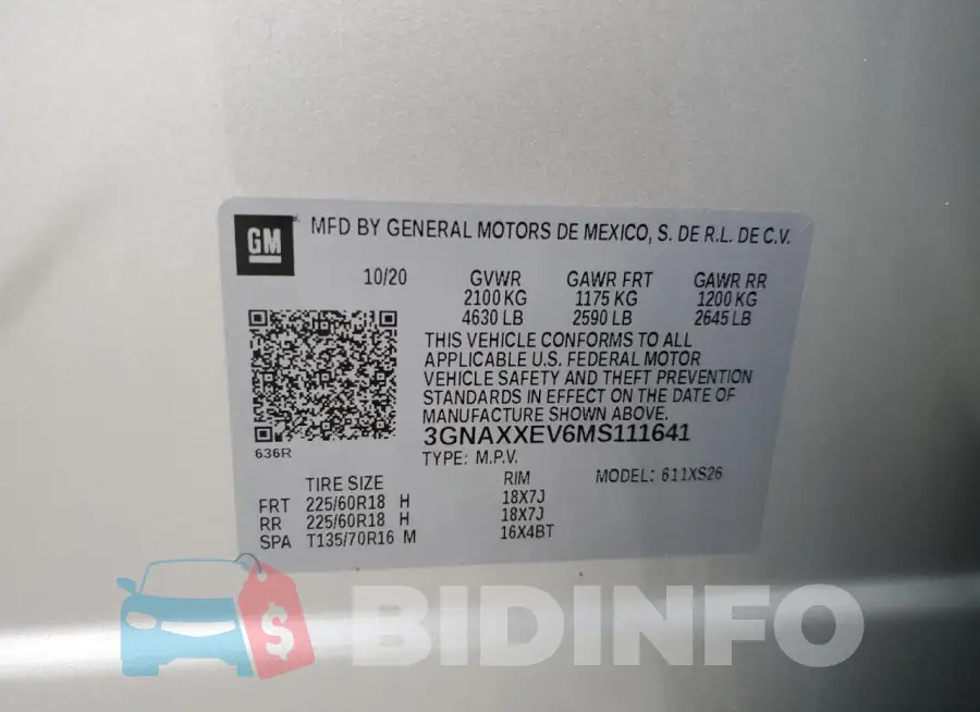 3GNAXXEV6MS111641 Photo# 14