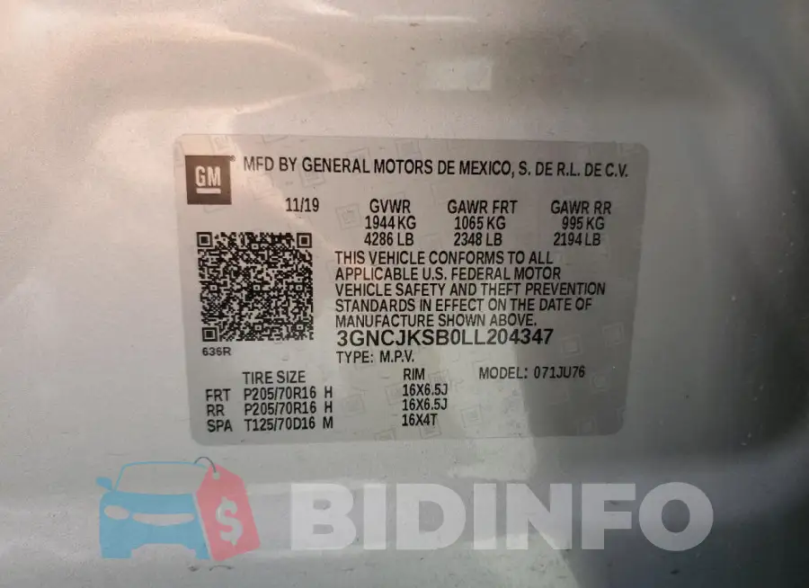 3GNCJKSB0LL204347 Photo# 12