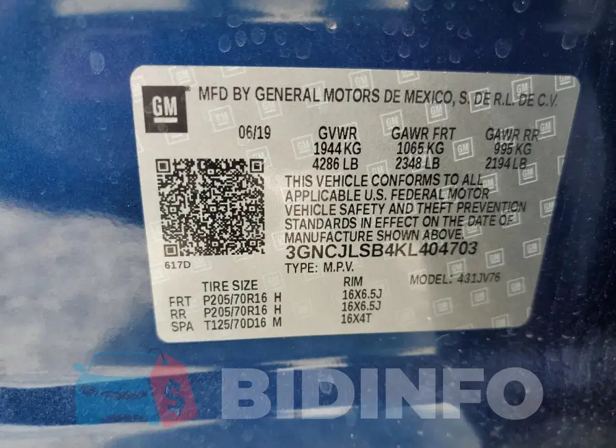 3GNCJLSB4KL404703 Photo# 12