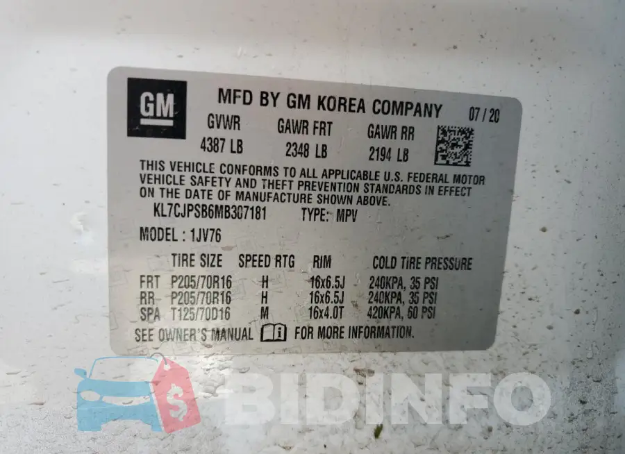 KL7CJPSB6MB307181 Photo# 13