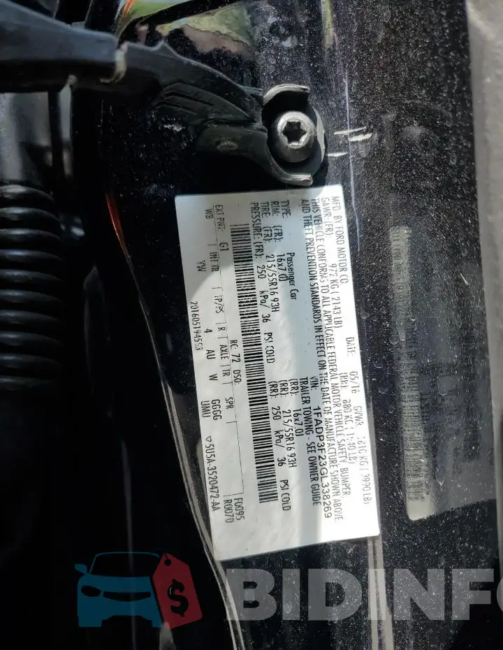 1FADP3F23GL338269 Photo# 12