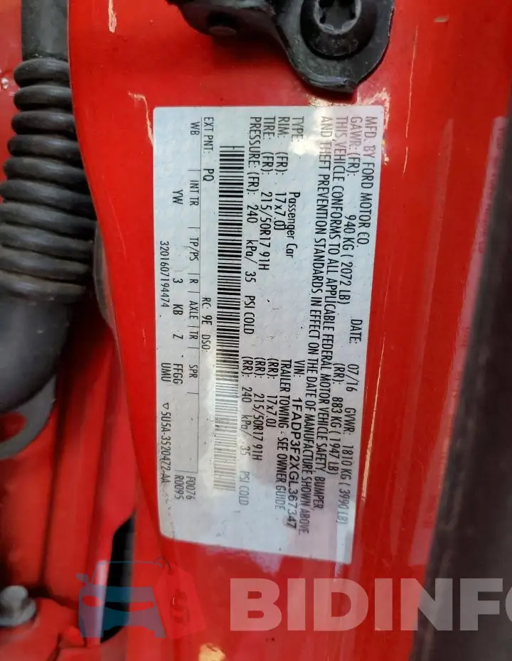 1FADP3F2XGL367347 Photo# 12