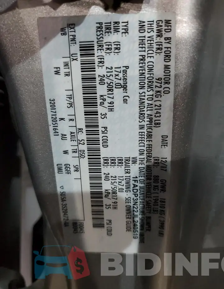 1FADP3N22JL240519 Photo# 12