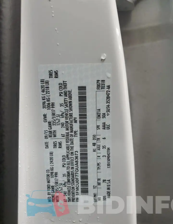 1FMCU0F77GUA83673 Photo# 13