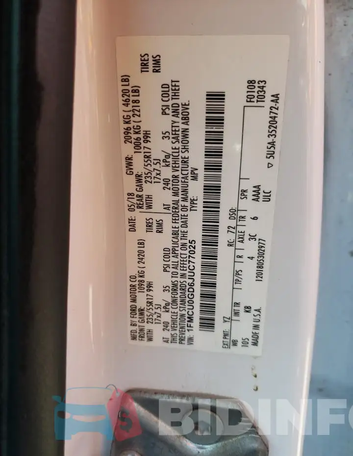 1FMCU0GD6JUC77025 Photo# 13