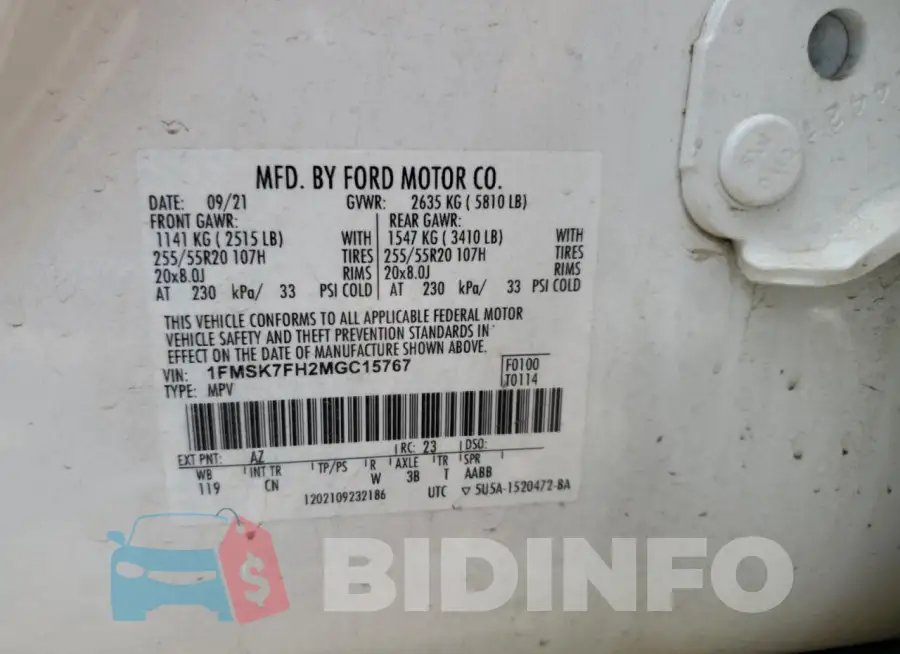 1FMSK7FH2MGC15767 Photo# 13