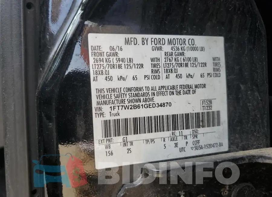 1FT7W2B61GED34870 Photo# 12