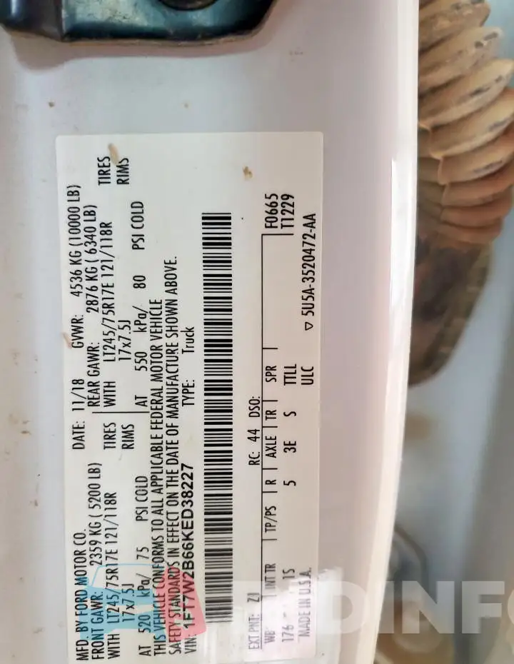 1FT7W2B66KED38227 Photo# 12
