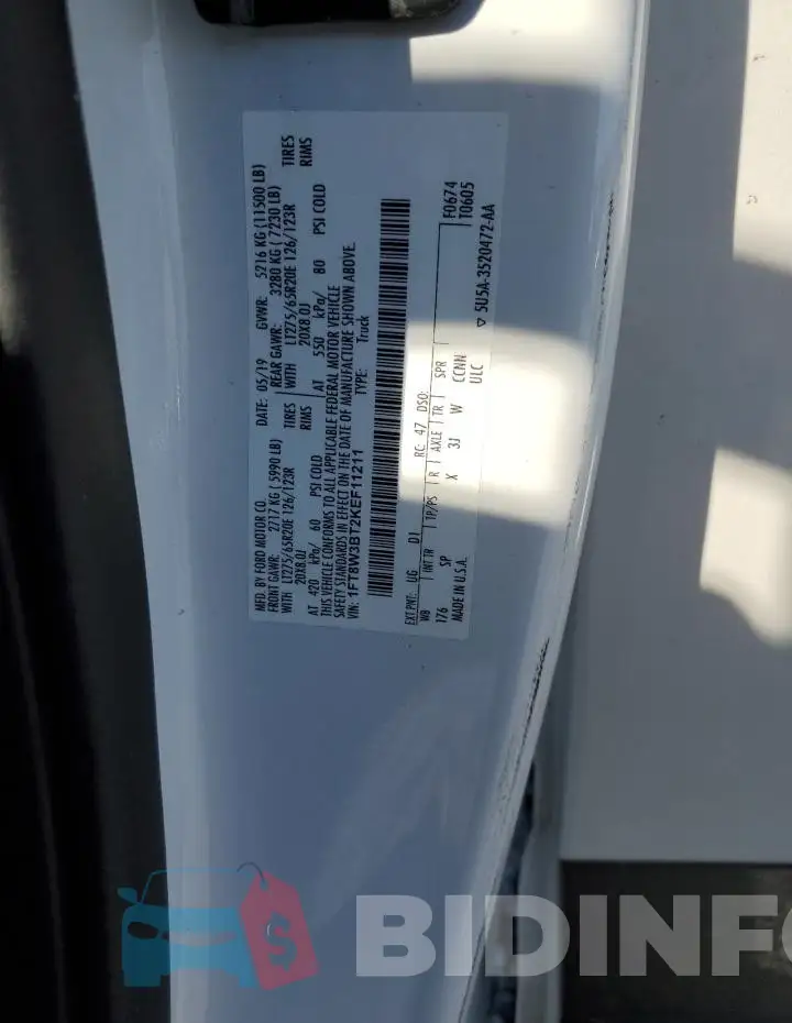 1FT8W3BT2KEF11211 Photo# 12