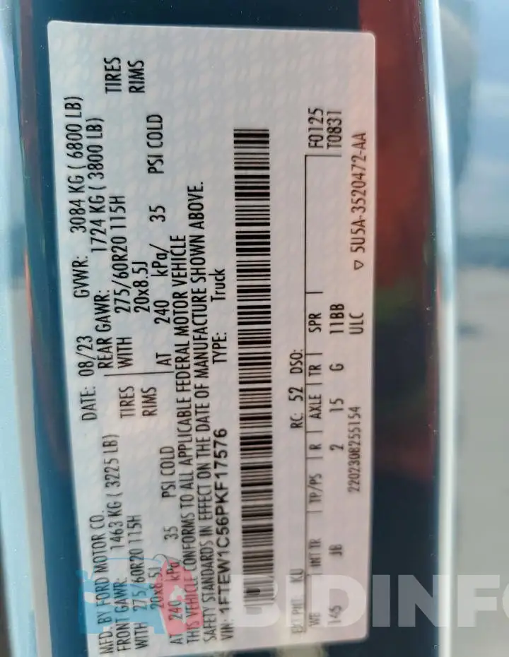 1FTEW1C56PKF17576 Photo# 13