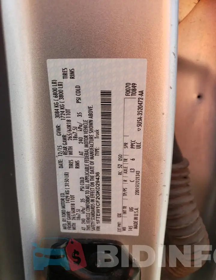 1FTEW1CF2GKD29436 Photo# 12