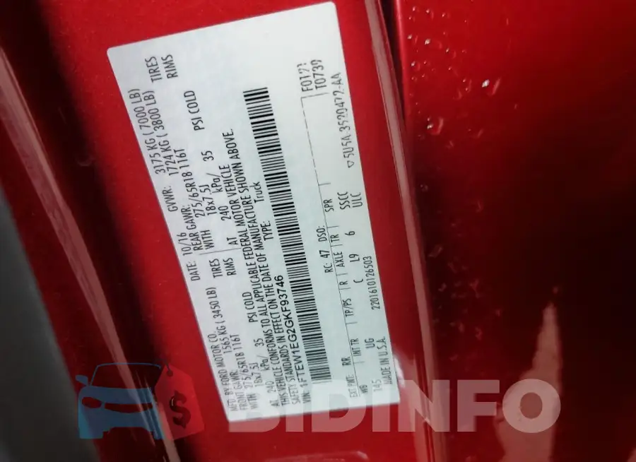 1FTEW1EG2GKF93746 Photo# 12