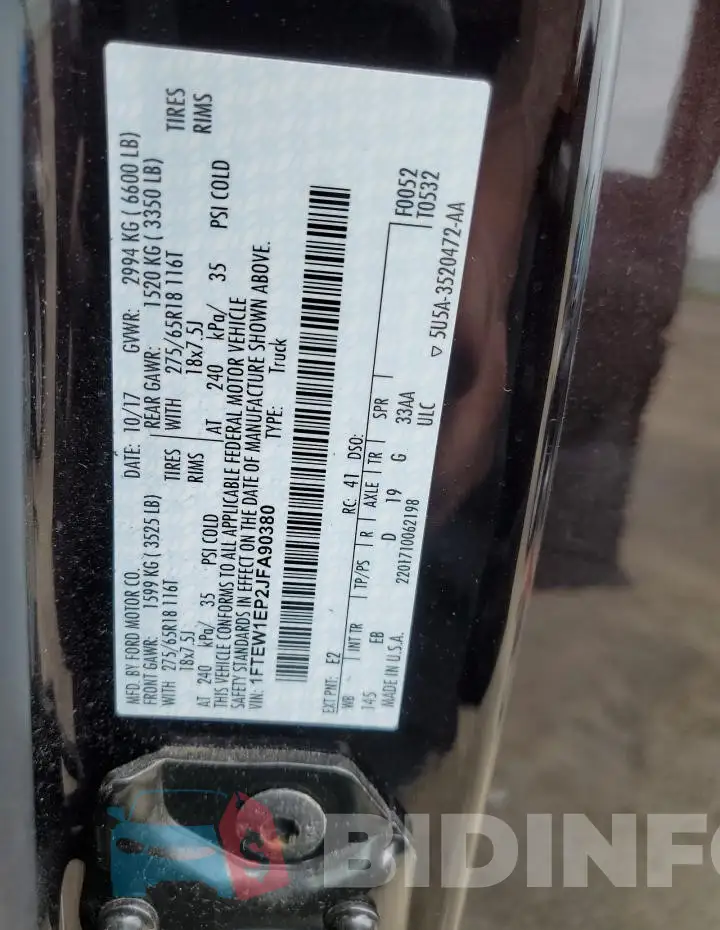 1FTEW1EP2JFA90380 Photo# 12