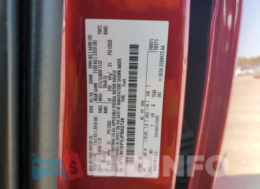 1FTEW1EP5JFB82728 Photo# 12