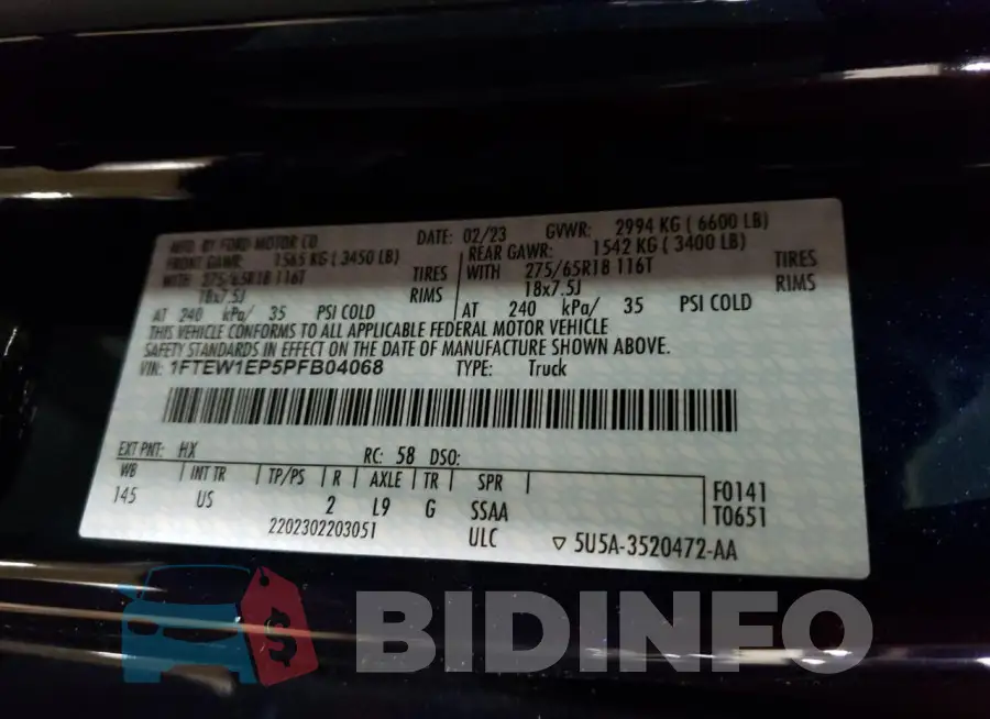 1FTEW1EP5PFB04068 Photo# 13