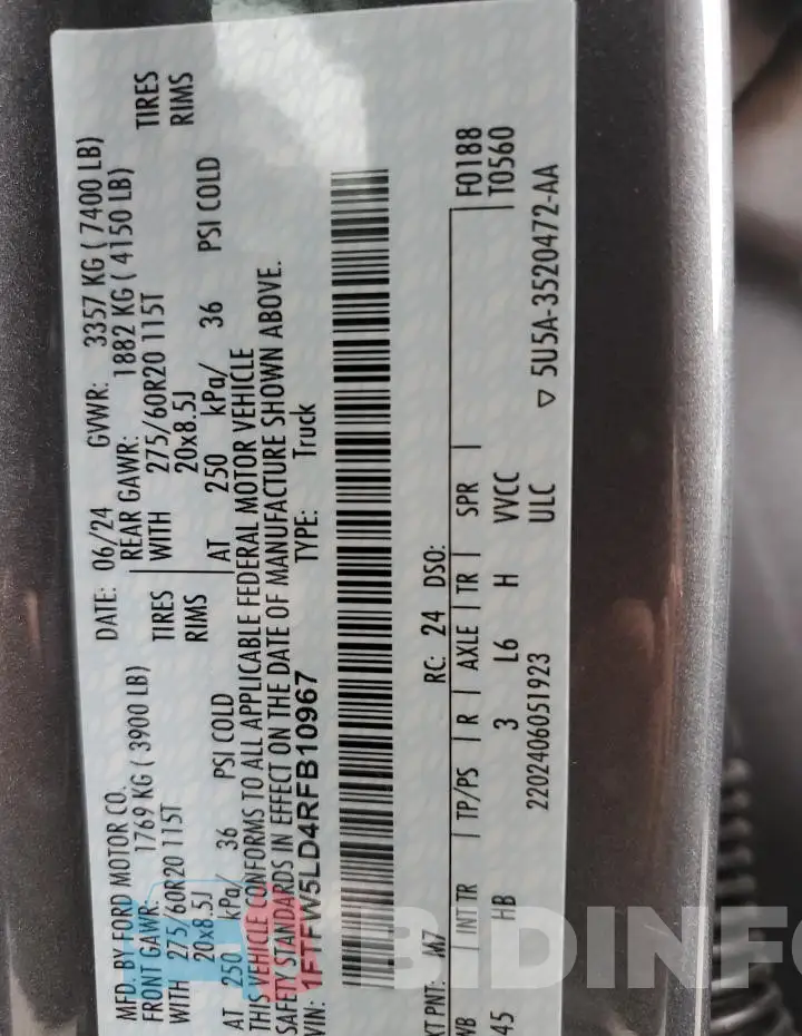 1FTFW5LD4RFB10967 Photo# 12