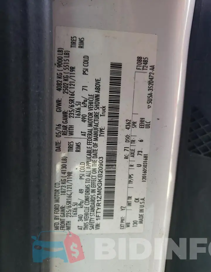 1FTYR1ZM0GKB20903 Photo# 13