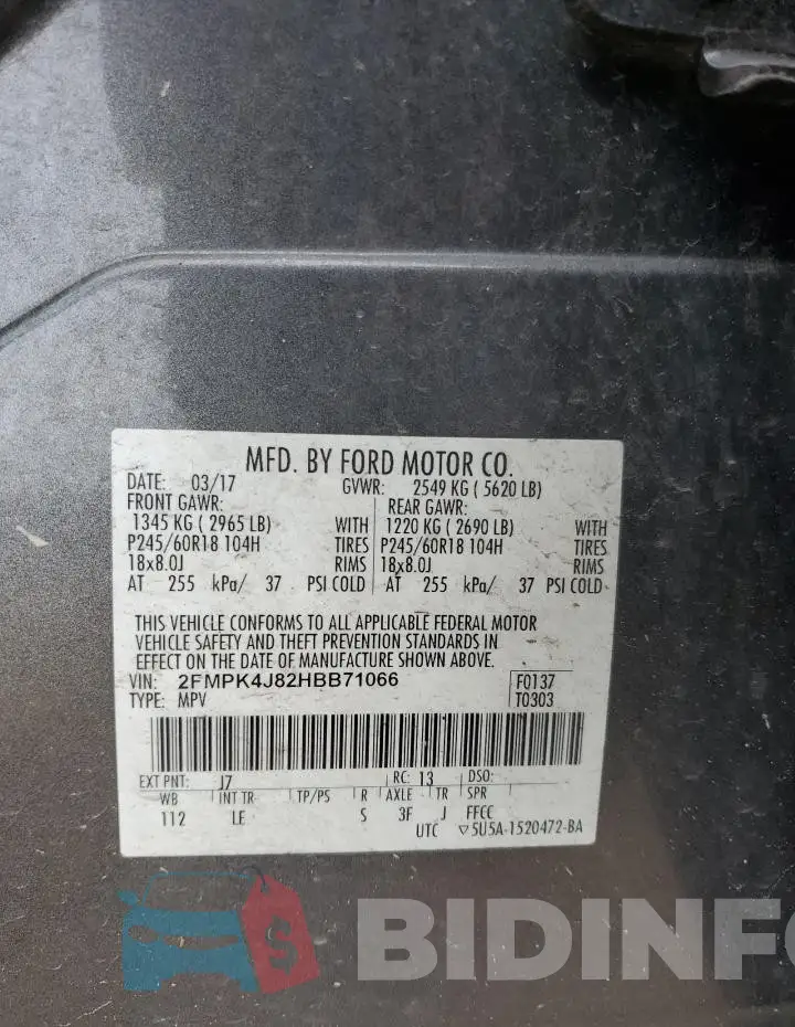 2FMPK4J82HBB71066 Photo# 12