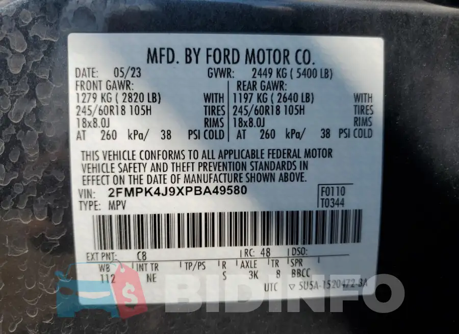 2FMPK4J9XPBA49580 Photo# 14