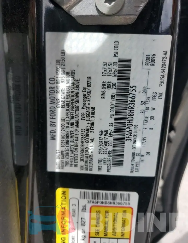 3FA6P0HD8HR366755 Photo# 12