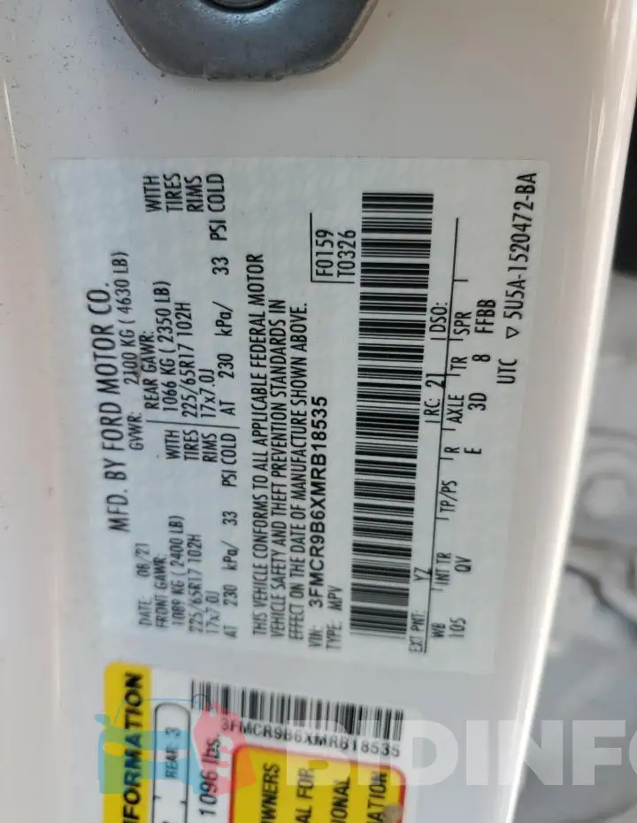 3FMCR9B6XMRB18535 Photo# 13