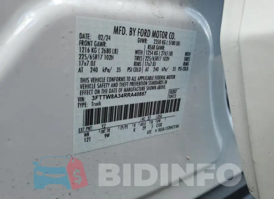 3FTTW8A34RRA40887 Photo# 13