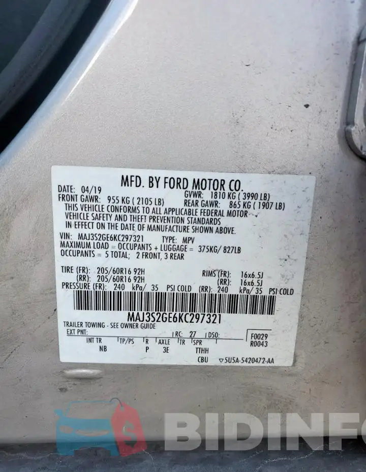 MAJ3S2GE6KC297321 Photo# 12