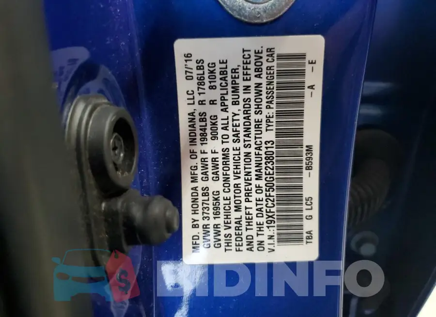19XFC2F50GE238013 Photo# 13