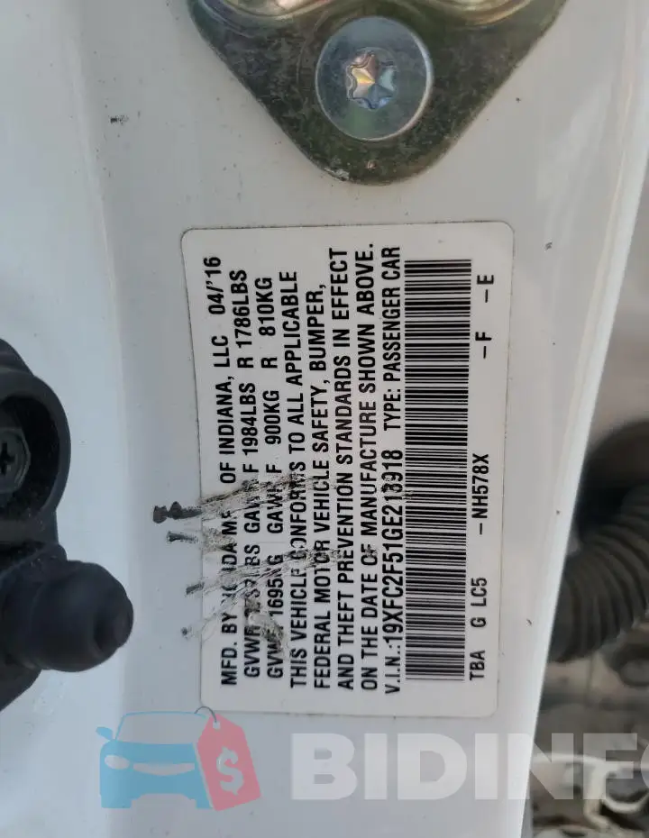 19XFC2F51GE218918 Photo# 12