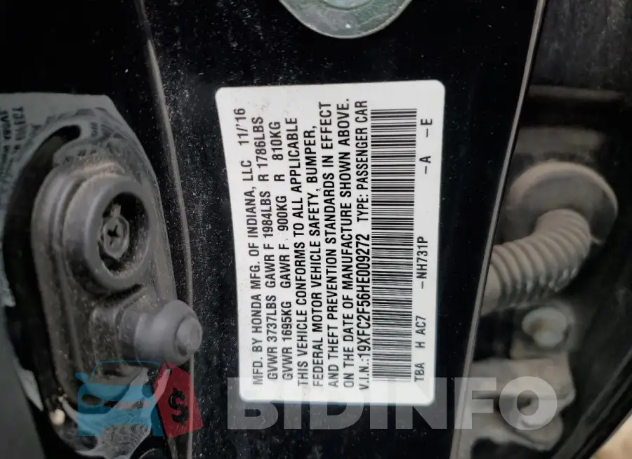 19XFC2F56HE009272 Photo# 12