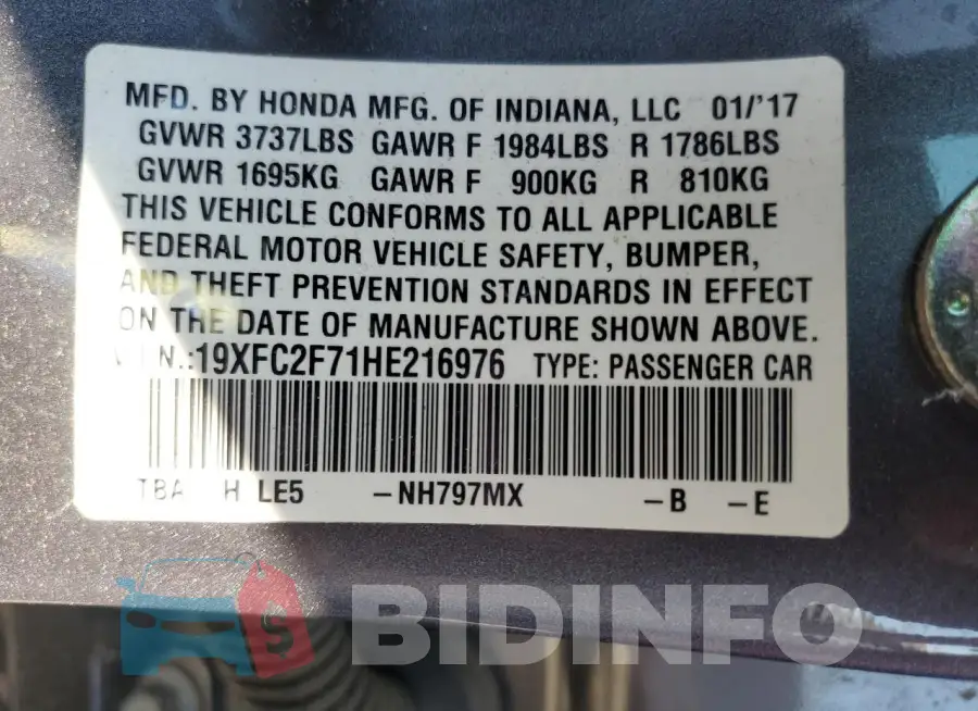 19XFC2F71HE216976 Photo# 12
