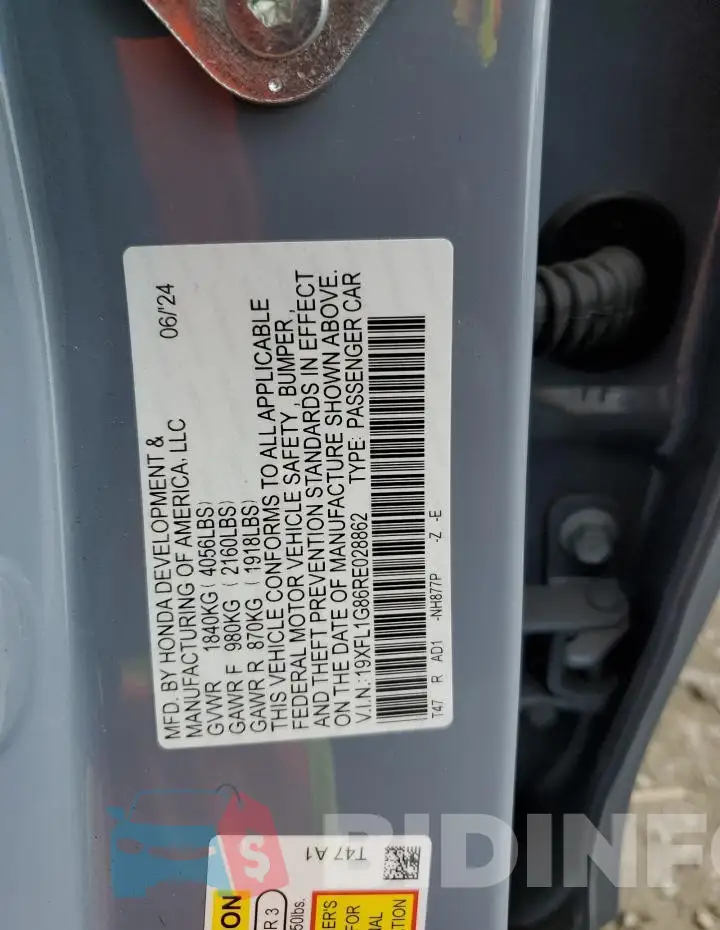 19XFL1G86RE028862 Photo# 13