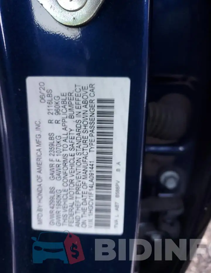 1HGCV1F14LA091441 Photo# 12
