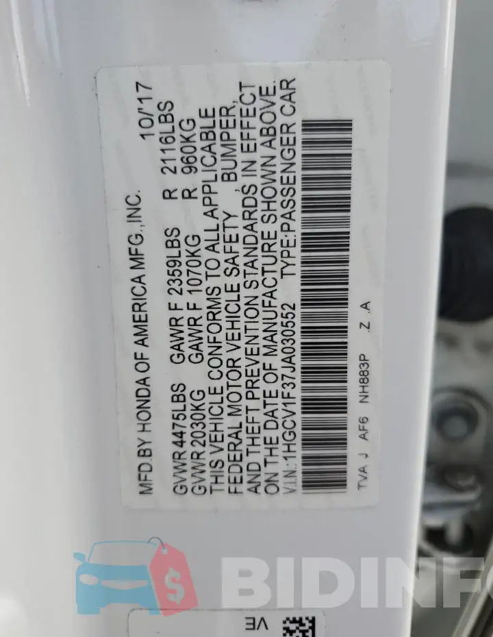 1HGCV1F37JA030552 Photo# 12