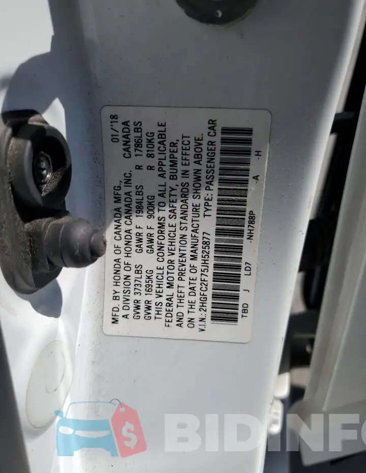 2HGFC2F75JH525877 Photo# 12