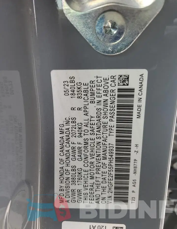 2HGFE2F55PH549937 Photo# 12