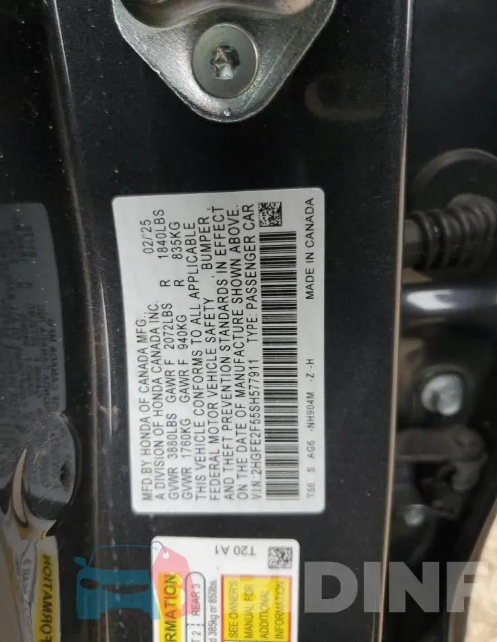 2HGFE2F55SH577911 Photo# 12