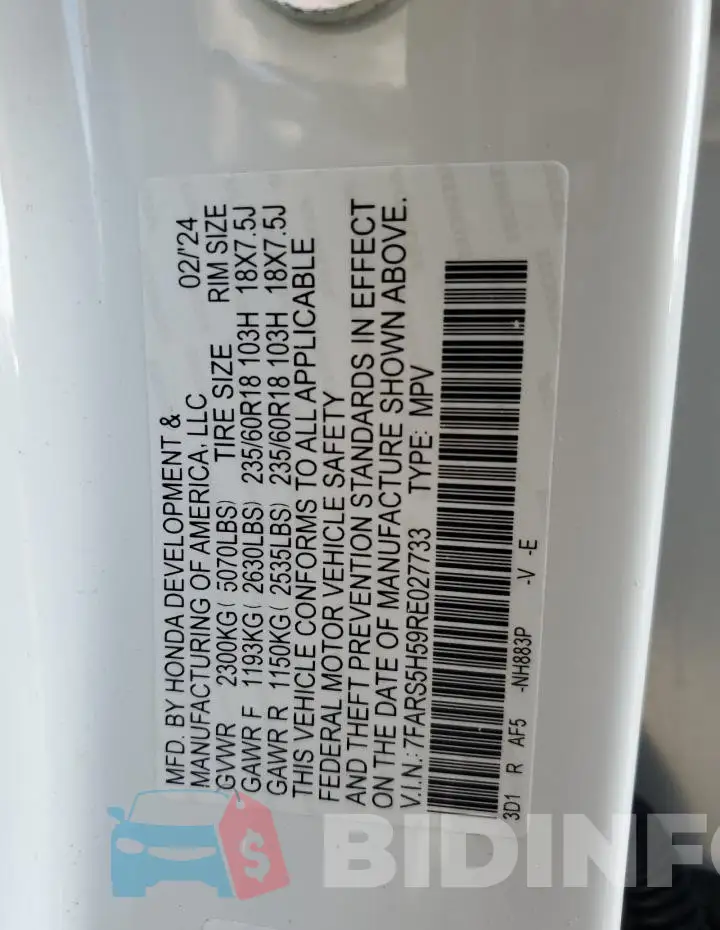 7FARS5H59RE027733 Photo# 12