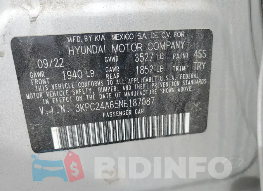3KPC24A65NE187087 Photo# 13