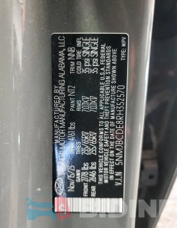 5NMJBCDE8RH352570 Photo# 13