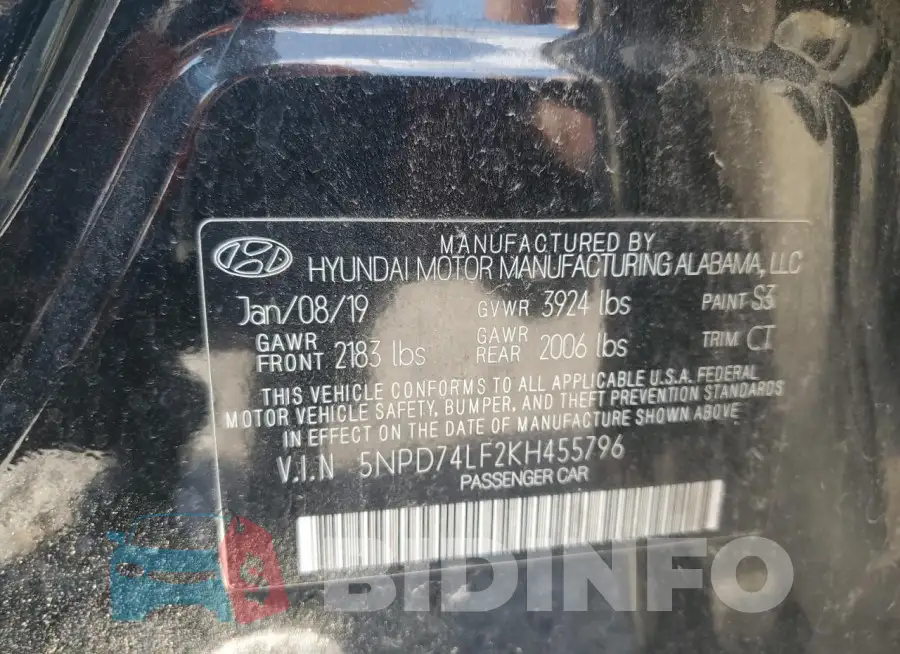 5NPD74LF2KH455796 Photo# 12