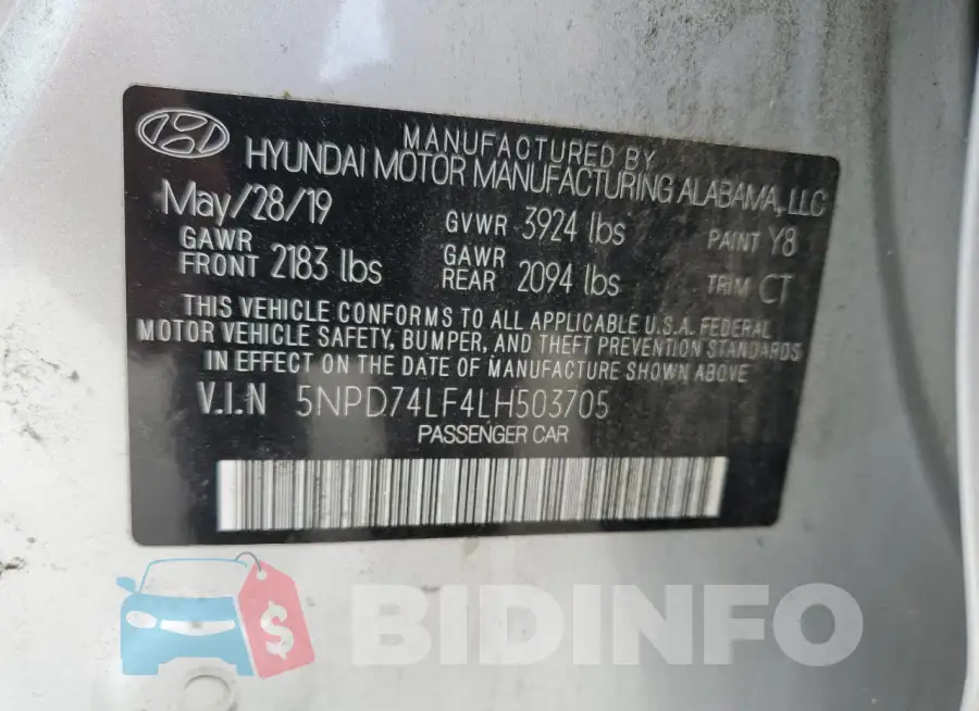 5NPD74LF4LH503705 Photo# 13