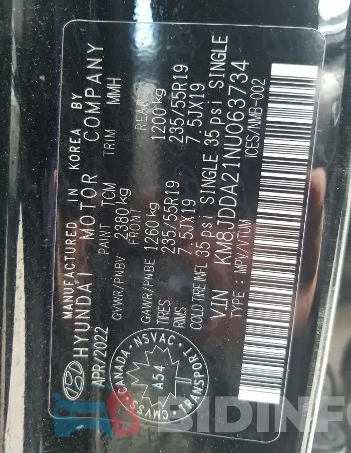 KM8JDDA21NU063734 Photo# 13