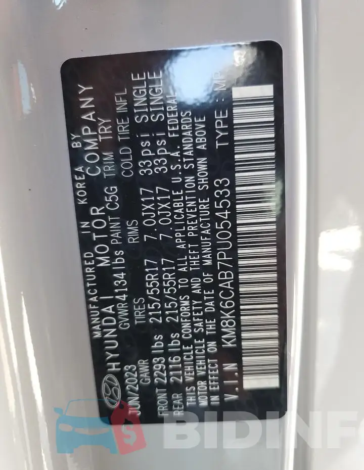 KM8K6CAB7PU054533 Photo# 14