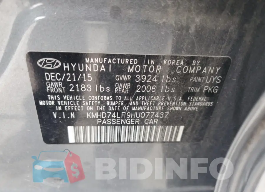 KMHD74LF9HU077437 Photo# 12