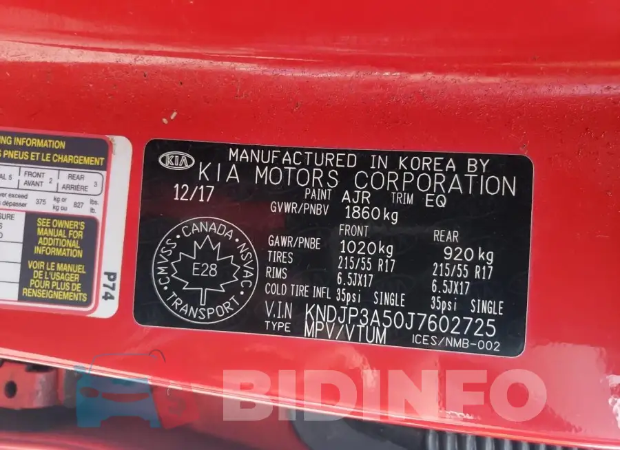 KNDJP3A50J7602725 Photo# 13